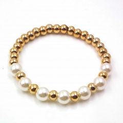Stainless steel beaded elastic cord bracelet wholesale