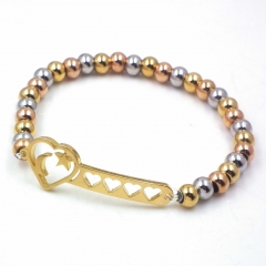Stainless steel beaded elastic cord bracelet wholesale