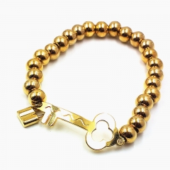 Stainless steel beaded elastic cord bracelet wholesale