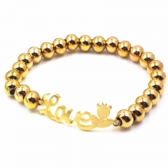 Stainless steel beaded elastic cord bracelet wholesale
