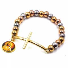 Stainless steel beaded elastic cord bracelet wholesale