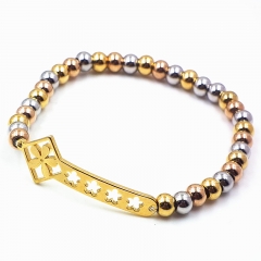 Stainless steel beaded elastic cord bracelet wholesale