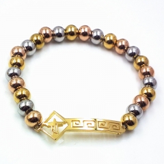 Stainless steel beaded elastic cord bracelet wholesale