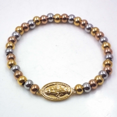 Stainless steel beaded elastic cord bracelet wholesale