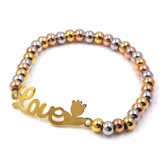 Stainless steel beaded elastic cord bracelet wholesale