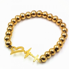 Stainless steel beaded elastic cord bracelet wholesale