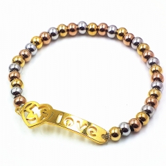 Stainless steel beaded elastic cord bracelet wholesale