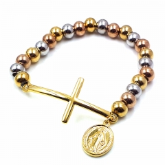 Stainless steel beaded elastic cord bracelet wholesale
