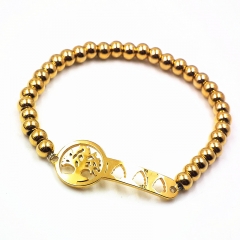 Stainless steel beaded elastic cord bracelet wholesale