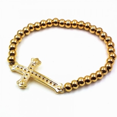 Stainless steel beaded elastic cord bracelet wholesale
