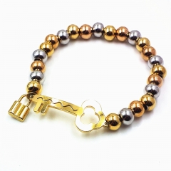 Stainless steel beaded elastic cord bracelet wholesale