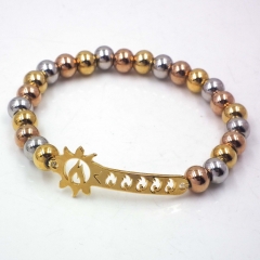 Stainless steel beaded elastic cord bracelet wholesale