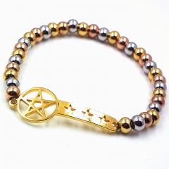 Stainless steel beaded elastic cord bracelet wholesale