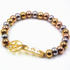 Stainless steel beaded elastic cord bracelet wholesale