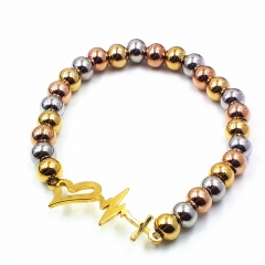 Stainless steel beaded elastic cord bracelet wholesale