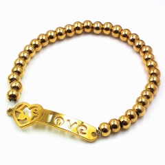 Stainless steel beaded elastic cord bracelet wholesale