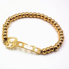 Stainless steel beaded elastic cord bracelet wholesale