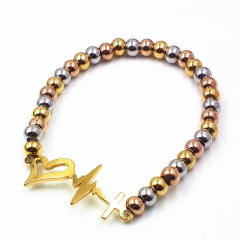 Stainless steel beaded elastic cord bracelet wholesale