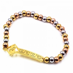Stainless steel beaded elastic cord bracelet wholesale