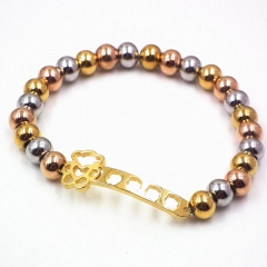Stainless steel beaded elastic cord bracelet wholesale