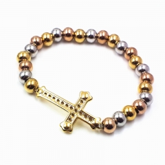 Stainless steel beaded elastic cord bracelet wholesale