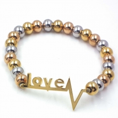 Stainless steel beaded elastic cord bracelet wholesale