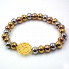 Stainless steel beaded elastic cord bracelet wholesale