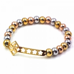 Stainless steel beaded elastic cord bracelet wholesale
