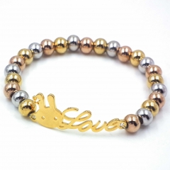 Stainless steel beaded elastic cord bracelet wholesale