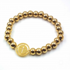 Stainless steel beaded elastic cord bracelet wholesale