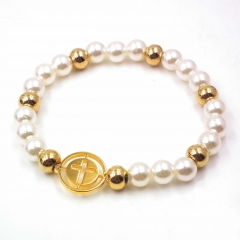 Stainless steel beaded elastic cord bracelet wholesale
