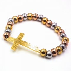 Stainless steel beaded elastic cord bracelet wholesale