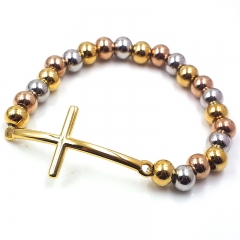 Stainless steel beaded elastic cord bracelet wholesale