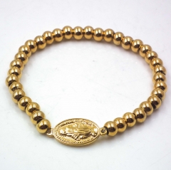 Stainless steel beaded elastic cord bracelet wholesale
