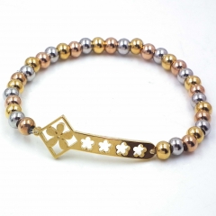 Stainless steel beaded elastic cord bracelet wholesale