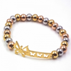 Stainless steel beaded elastic cord bracelet wholesale