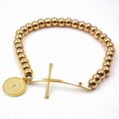 Stainless steel beaded elastic cord bracelet wholesale