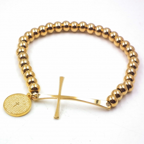 Stainless steel beaded elastic cord bracelet wholesale
