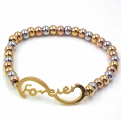 Stainless steel beaded elastic cord bracelet wholesale