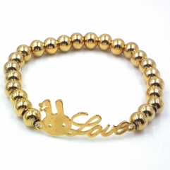 Stainless steel beaded elastic cord bracelet wholesale