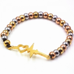 Stainless steel beaded elastic cord bracelet wholesale