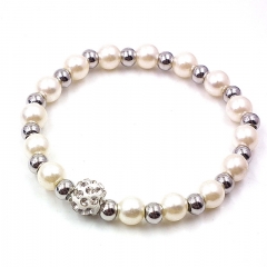 Stainless steel beaded elastic cord bracelet wholesale