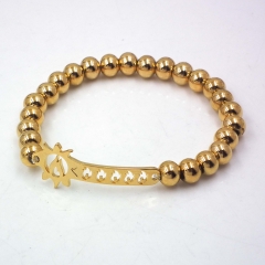 Stainless steel beaded elastic cord bracelet wholesale