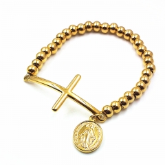 Stainless steel beaded elastic cord bracelet wholesale