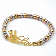 Stainless steel beaded elastic cord bracelet wholesale