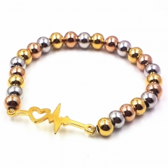 Stainless steel beaded elastic cord bracelet wholesale