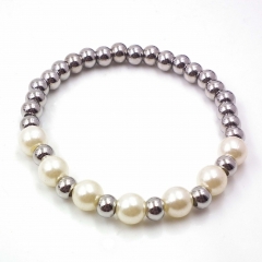 Stainless steel beaded elastic cord bracelet wholesale