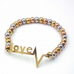 Stainless steel beaded elastic cord bracelet wholesale