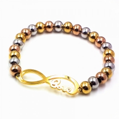 Stainless steel beaded elastic cord bracelet wholesale