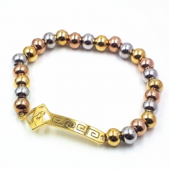 Stainless steel beaded elastic cord bracelet wholesale